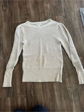 Nine West Cream Open-Knit Crewneck Sweater